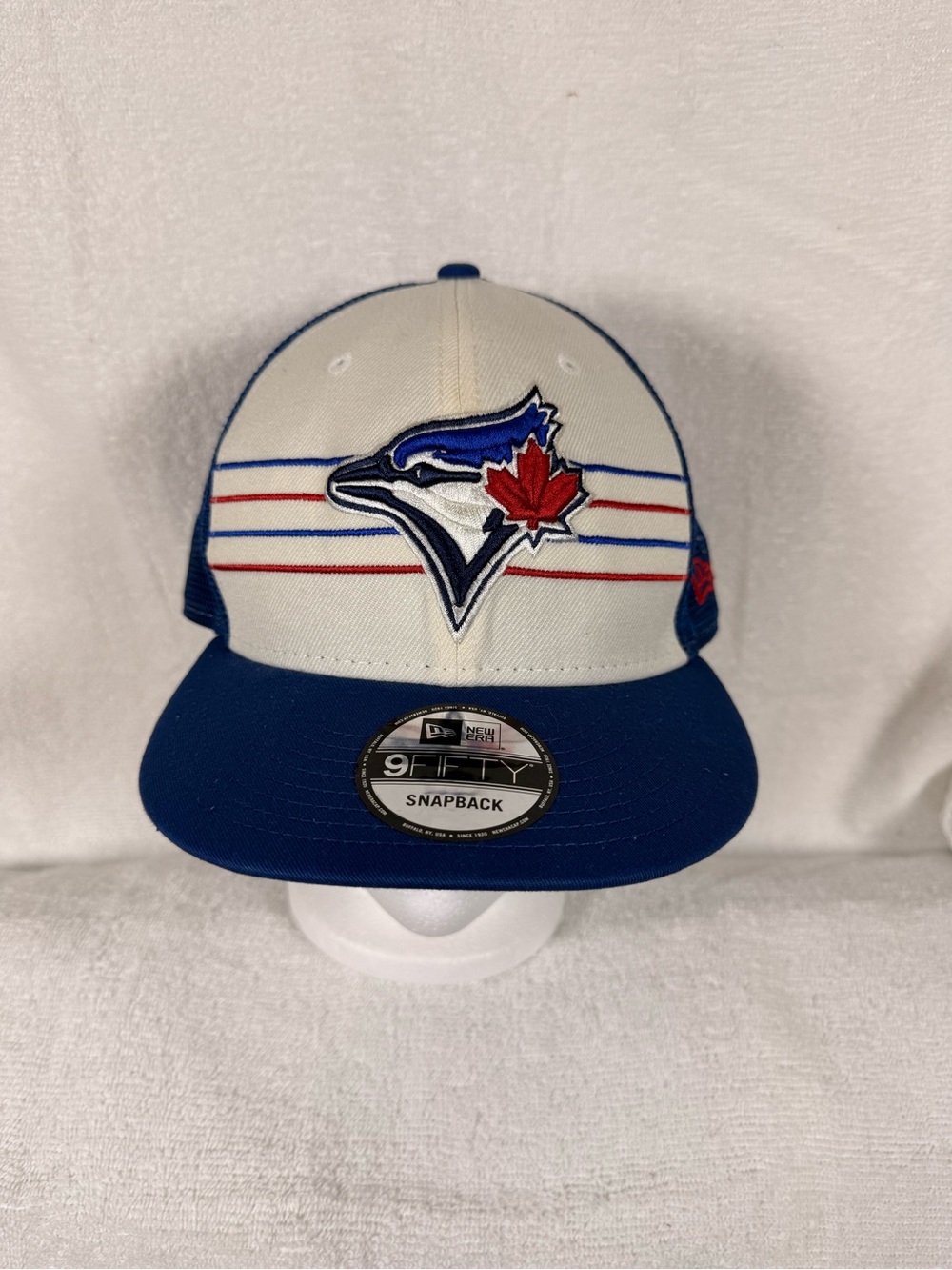 New Era Blue & White Toronto Blue Jays Snapback with Red Maple Accent